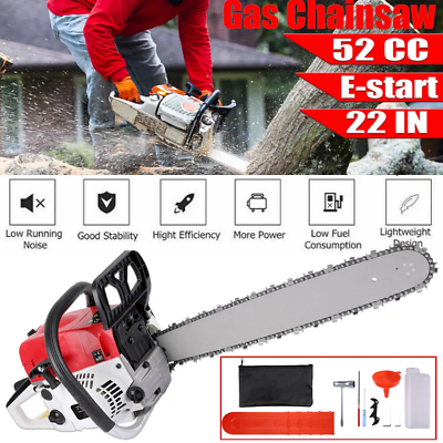 52CC 22quot; Gasoline Powered Chainsaw Wood Cutting Engine Gas Crankcase Chain Saw #ad $91.99