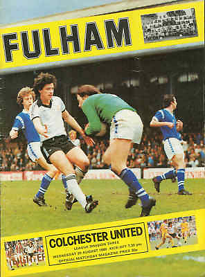 #ad Fulham v Colchester United Div 3 20 8 1980 Football Programme GBP 1.00
