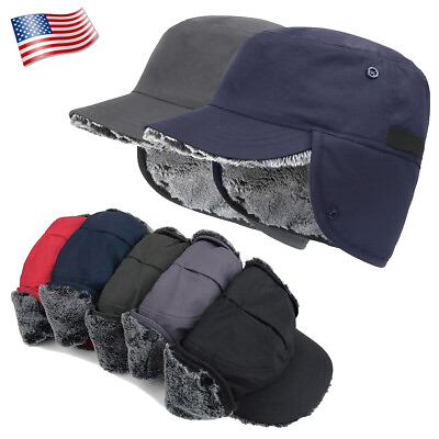 #ad Winter Windproof Earflaps Warm Cap Cold Weather Thermal Flat Cap for Men Women $14.99
