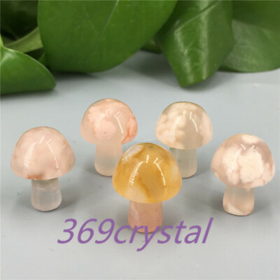 #ad 5pcs Natural mini Cherry Blossom Agate mushroom Quartz Crystal Gift Healing $11.00