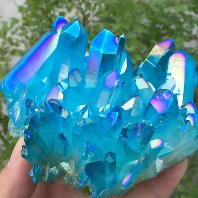 #ad #ad 80 100g Titanium Aura Blue Crystal Rainbow Healing Cluster Geode Rock Decor Gift $14.98
