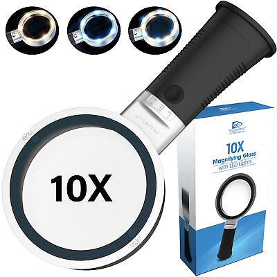 #ad MagniPros Extra Large 10X Magnifying Glass with Detachable Lenses 3 Color Mo... $29.35