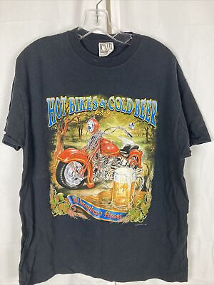#ad RARE VTG Harley Davidson CMJ “Hot Bikes amp; Cold Beer” Germany Shirt $40.71