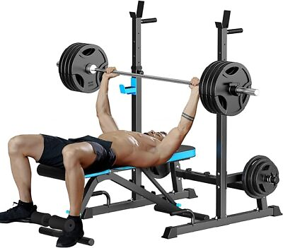 Weight Bench with Squat Rack Bench Press Rack Two Piece Set Adjustable Bench $190.99