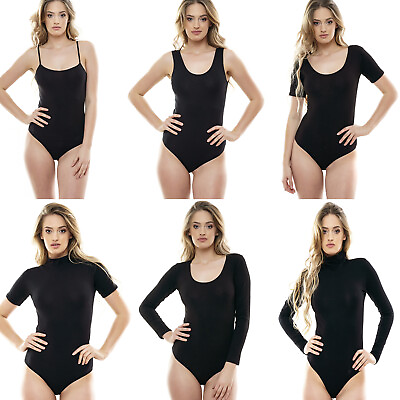 #ad #ad Women Bodysuit Premium Quality Leotard Top Blouse Thong Bikini Black Body Suit $18.90