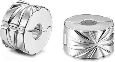 Authentic 2Pc Clip Lock Spacer Stopper Charm Bead Suits Pandora Bracelet NEW USA #ad $11.29