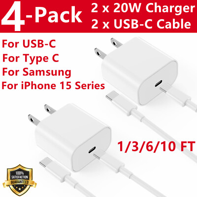 4 Pack Super Fast USB C Charger Universal Type C Cable Data SYNC for 15 Pro Max $14.99