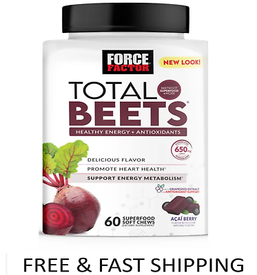 Force Factor Total Beets Soft Chews with Beetroot Supplement 60 Chews $13.98