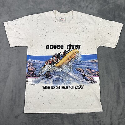 #ad Vintage White Water Rafting Shirt Adult Small* 90s Ocoee River Tennessee AOP $39.99