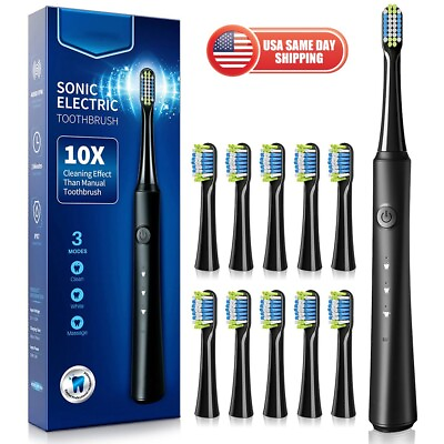 #ad Whitening Sonic Electric Power Toothbrush For Adult 10 Duponts Brush Head 3 Mode $19.99