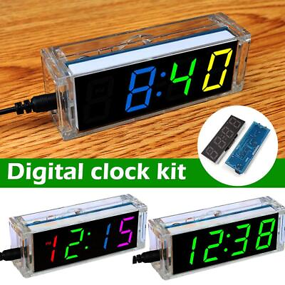#ad Multicolor LED Clock Kit Temperature Week Display Tube Digital Case DIY O2T9 $6.94