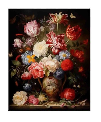 Still Life Painting Flowers in a Vase Oil Painting Printed on canvas Giclee Art $8.77