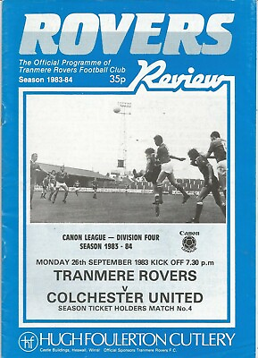 #ad Football Programme Tranmere Rovers v Colchester United Div 4 26 9 1983 GBP 1.00