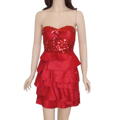 #ad #ad Julian Joyce Mandalay La Coquette Red Satin and Sequins Party Dress Size 8 NWT $99.00