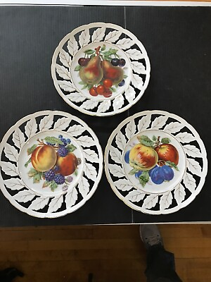 #ad Summer Fruits 3 Decorative Wall Salad Dessert Plates Pears Peaches 8” F24 $19.99
