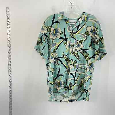 Men#x27;s Urban Outfitters Green Floral Short Sleeve Button Up Shirt Size S $31.00