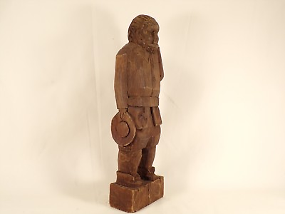 #ad Antique Folk Art Primitive Carved Man Figure w Hat AAFA Primitive Folk Art Decor $95.00
