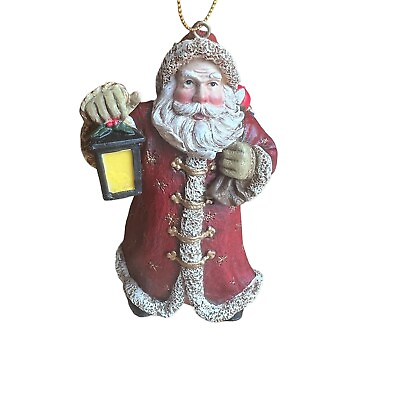 #ad Christmas Tree Ornament Santa Claus Vintage Victorian Lantern 4quot; Resin Holiday $18.74