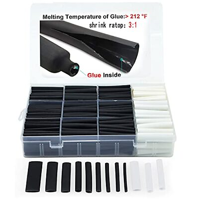 #ad 310 PCS 31 Dual Wall Adhesive Heat Shrink Tubing Kit Adhesive LinedMarine Wir... $17.42