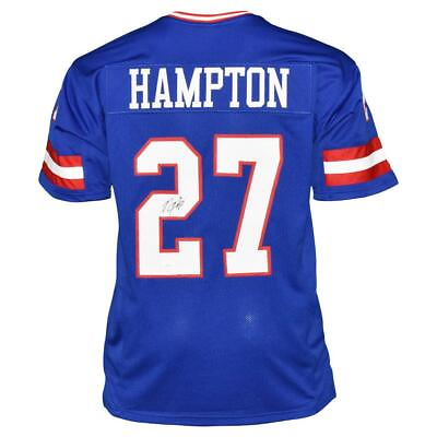 #ad Rodney Hampton Signed New York Blue Football Jersey JSA $65.95