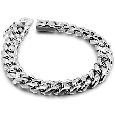 #ad 925 Sterling Silver Cuban Chain Thick Big Link Bracelet 7quot; 10quot; for Men Boys $82.90