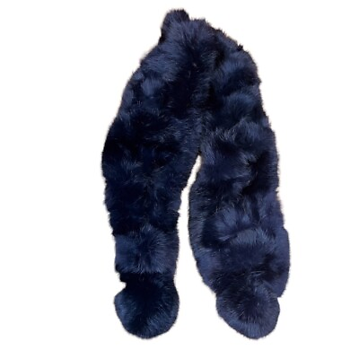 #ad Surell Rabbit Real Fur Pom Scarf Pull Through Closure NWT $59.99