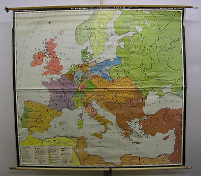 #ad Wall Map Europakarte German Federal 1815 1870 79 7 8x73 5 8in 1975 Vintage $260.31
