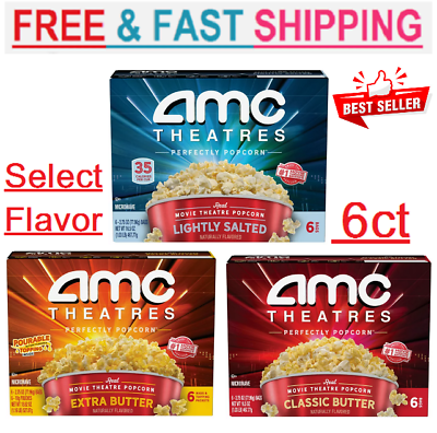 #ad AMC Theatres Microwave Popcorn 6ct Extra Butter amp;Classic Butter amp;Lightly Salted $8.37