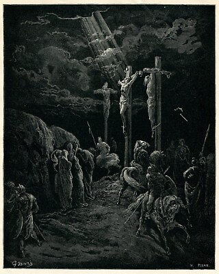 #ad Gustave Dore bible art JESUS CHRIST THE CRUCIFIXION 1880 antique print engraving $23.00