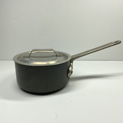 #ad Vintage Commercial Aluminum Cookware Toledo Ohio 1 1 2 Qt Pot #8701 Lid #170 $9.00
