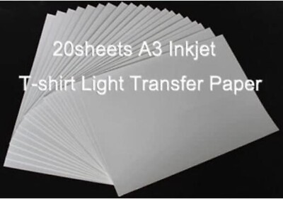 #ad 20 Sheets Durable A3 Inkjet Light Transfer Paper Heat Press DIY T shirts Crafts $18.92