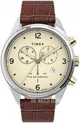 Men#x27;s Waterbury Traditional Quartz Timex Leather Strap Watch TW2U04500 $79.99