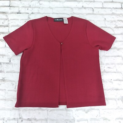 #ad Sag Harbor Blouse Womens Medium Petite Red Short Sleeve Knit Layered Look $17.99