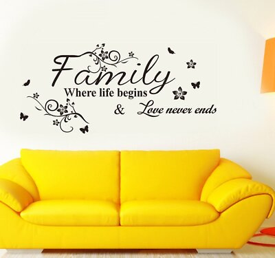 #ad Family Where Life Begins Removable Bedroom Art Mural Vinyl Wall Sticker $14.99