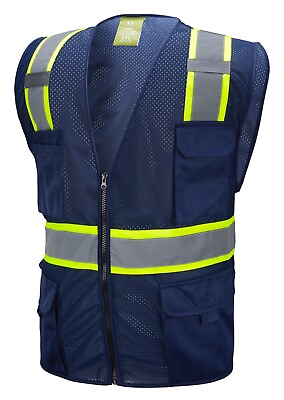 #ad Navy Two Tones Safety Vest With Multi Pocket Tool $11.99