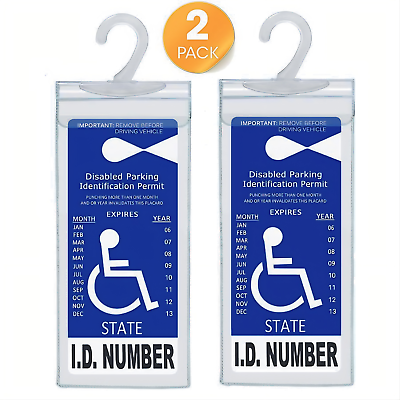 2x Handicap Parking Permit Placard Protector Cover Hanger Car Holder Hang Sleeve $3.75