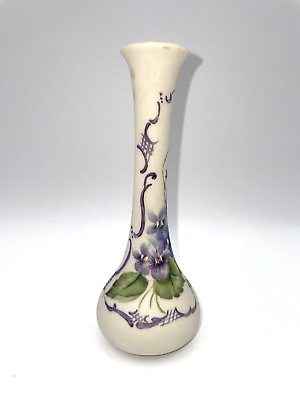 #ad #ad Hand Painted Art Vase Violets Purple Floral Signed $17.60