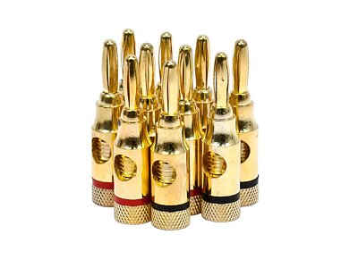 #ad Monoprice High Quality Gold Plated Speaker Banana Plugs 5 Pairs Open Screw $10.98