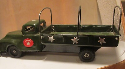 #ad vintage tin truck toy U.S.Army troup army truck 8quot; friction $35.00