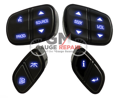 #ad GM Chevrolet Steering Wheel Buttons Switches Controls Blue LED Backlighting Set $125.00