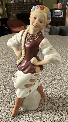 #ad Petrushs Ukrainian Arts 1980 Ceramic Ukrainian Dancing Girl Vintage Figurine $52.99
