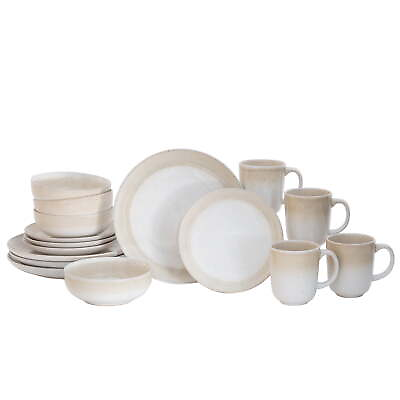 #ad Sorrell Beige Reactive Stoneware 16 Piece Dinnerware Set $27.01