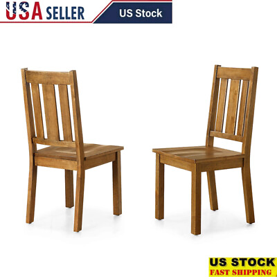 #ad Dining Chairs Wooden 2 PCS Furniture Backrest Home Kitchen Sturdy Honey NEW $139.65