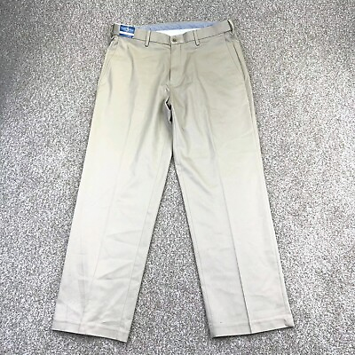 #ad NEW Haggar Premium No Iron Twill Pants Sz 34x29 Mens Expandable Waistband Beige $44.99