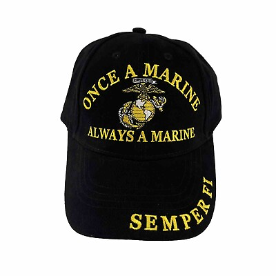 #ad NEW USMC Semper Fi Baseball Hat Adult Adjustable Black Licensed NWT $18.99