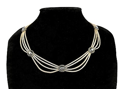 #ad Gorgeous Vintage Silver Necklace With Hematite Stons. $425.43