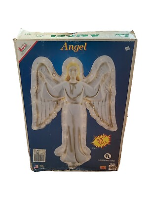 #ad Vintage 1995 Empire Lighted 33” Flat Plastic Angel With Original Box TESTED $74.99