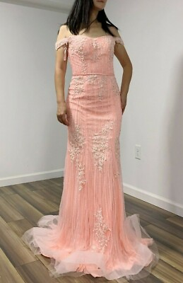 size 6 10 Luxury beaded Blush Lace Long Pageant Gown Prom Dress Wedding Dress $259.00