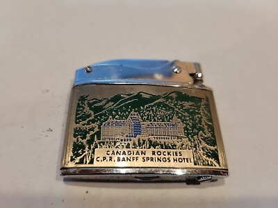 #ad #ad Old Working Lighter 2 Sided Canadian Rockies CPR Banff Spring Hotel Mt Rundle $29.99