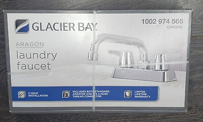#ad New Glacier Bay Aragon 4 in. Centerset 2 Handle Laundry Faucet Chrome $19.00